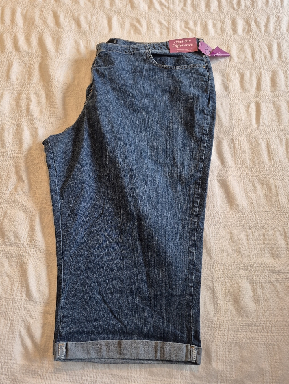 Riders by Lee women's 26W cuffed jean capri stretch waistband medium wash NEW